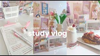 study vlog: waking up 6am, exam week, Strawberry milk 