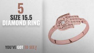 10 Best Size 15.5 Diamond Ring: Unique 14k Rose Gold Diamond Hamsa Hand Star of David Ring (Size