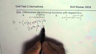 Q2a Derivative of Nested SquareRoots Power Rule Application