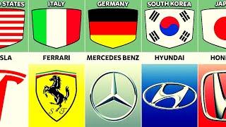 Todas as Marcas de carros de diferentes países com logos.