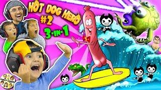 SHAWN plays HOT DOG HERO!  Bendy & Hello Neighbor get Eaten!! (FGTEEV 3-in-1 Games w/ Venom)