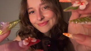 ASMR very up close clicky whispers (finally another press on nails show and tell)