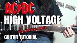 Guitar Tutorial | HIgh Voltage | FULL Song With Tabs | Solos Included | AC/DC