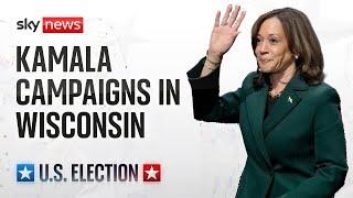 Democrat presidential nominee Kamala Harris campaigns at an event in Wisconsin