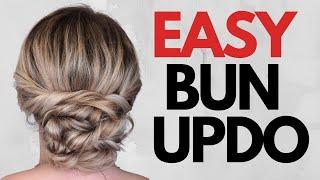 EASY twisted bun hairstyle for medium hair