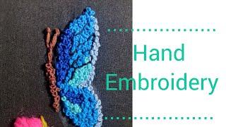 Hand embroidery for beginners. Butterfly. French knot.