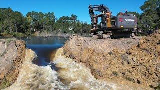 Epic Dam Busting To Flood The 9 Acre Pond!