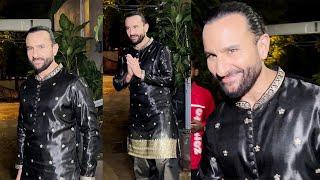 Saif Ali Khan Looks Super Handsome In Black Pathani Snapped Leaving From Krome Studios In Bandra