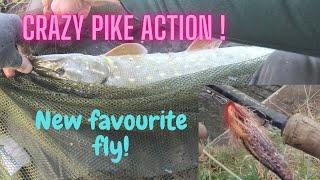 Brutal pike fishing in a small river! # UK fly fishing.