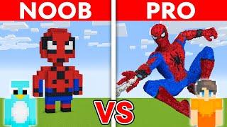 NOOB vs PRO: SPIDERMAN House Build Challenge in Minecraft