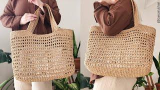 ️ DIY Large Raffia Crochet Beach Bag | Elegant and Spacious Summer Essential