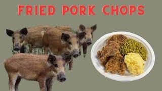 Trapping Wild Pigs In Louisiana(Catch*Clean*Cook) Fried Pork Chops, Homemade Mash Potatoes & Peas