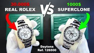 Real vs FAKE Rolex - 1000$ Super Clone Rolex Daytona 126500 Panda - How to spot a FAKE Rolex Watch