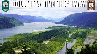 Driving the Historic Columbia River Highway in the Columbia River Gorge in Oregon