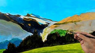 Mountain Landscape Painting / Acrylic Painting for Beginners / Step-by-Step Tutorial