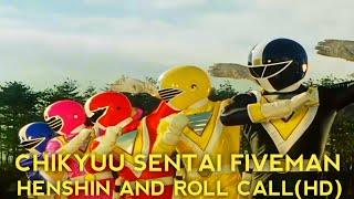 Chikyuu Sentai Fiveman Henshin and Roll Call(HD)