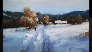 Snowy day. How to paint a WINTER LANDSCAPE. Andrey Belchev