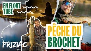 Belle journée de pêche du BROCHET aux leurres, en FLOAT TUBE, dans un magnifique lac à Priziac (56)