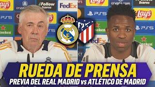 RUEDA de PRENSA COMPLETA de VINICIUS y CARLO ANCELOTTI: PREVIA REAL MADRID vs ATLÉTICO de MADRID