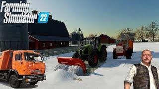 ПЕРВАЯ УБОРКА СНЕГА НА БАЗЕ НА FARMING SIMULATOR 22