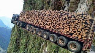 Dangerous Idiots Fastest Logging Wood Truck Operator, Biggest Heavy Equipment Truck Fails Driving