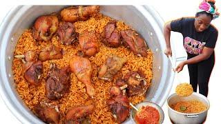 HOW TO COOK NIGERIAN PARTY JOLLOF RICE | STEP-BY-STEP | STEW & FRIED CHICKEN