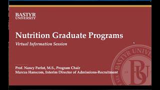 Nutrition Master's Program Virtual Information Session