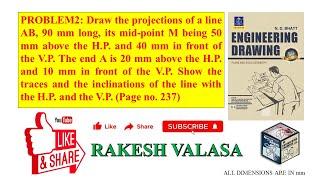 Problem 2 Projections of Straight lines-2 Solutions in AutoCAD (Engineering Drawing by N.D.BHATT)