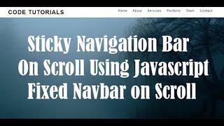 Sticky Navigation Bar On Scroll Using Javascript - Fixed Navbar on Scroll