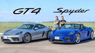 2020 Porsche 718 Cayman GT4 vs 718 Spyder // When Numbers Don't Matter