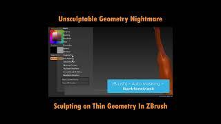 Sculpting On Thin or Pinched Geometry  in #zbrush  #shorts