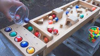 Marble Run Race ASMR  Nagashi Somen Machine & Handmade Wooden Retro Corinth Game Course