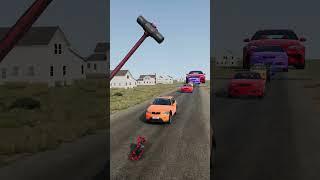 Colorful Small to Giant Cars vs Hammer - BeamNG.drive!