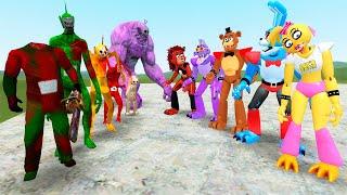 SLENDYTUBBIES CHARACERTS NPCs VS ALL FNAF 1 9 ANIMATRONICS SECURITY BREACH In Garry's Mod!