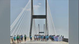 Girl Scouts crossing Talmadge Bridge