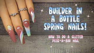 BUILDER GEL WITH GLITTER PEEK-A-BOO NAIL | SPRING PASTEL RAINBOW NAIL ART | AIMEILI