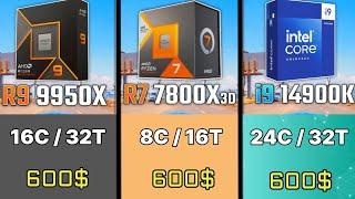 R9 9950X VS 7900x3d vs 7800x3d VS R7 9700X VS i9 14900K VS R9 7950X RYZEN 9000 series ZEN 5