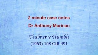 Teubner v Humble (Apportionment of liability in collisions)