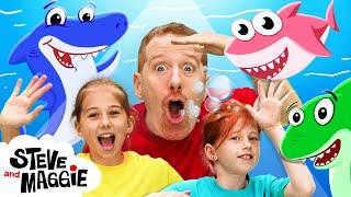 Baby Shark Finger Family Song for Kids with Steve and Maggie | Haunted House Go Away, Monsters! Song