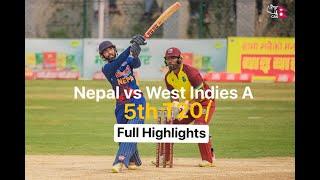 Nepal vs west indies A | Full match highlights | 5th T20 | Rhinos Moments | Nepal won