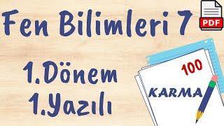 Fen Bilimleri 7. Sınıf 1. Dönem 1. Yazılı Soruları Yazılıya hazırlık +PDF 2023 24 Karma Sınav