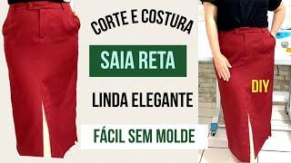 COSTURE SAIA RETA DE ALFAIATARIA FÁCIL SEM MOLDE #costurando #passoapasso #costurafácil #saias #diy