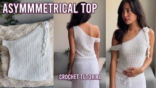 Crochet Asymmetrical Top  | Easy Crochet Tutorial | Trendy Off Shoulder Pattern