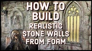 How to Build Fake Stone Castle Walls From Foam! Realistic Faux Rock Facade Halloween Prop Build!