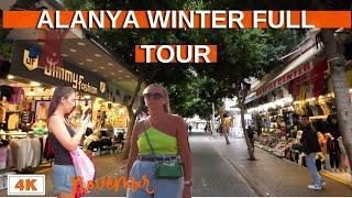 Alanya Street Tour Winter ! Alanya City Center 2024 ! Alanya Beach Street ! Alanya Antalya 4K 60 FPS