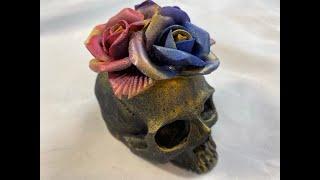 224 - Resin Art - Sculpture - Skull Mould with Flowers -  Amazing Detail -  Love this Mould