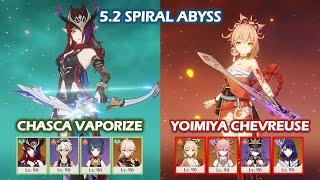 Chasca Vaporize & Yoimiya Chevreuse 5.2 Spiral Abyss Floor 12 Genshin Impact