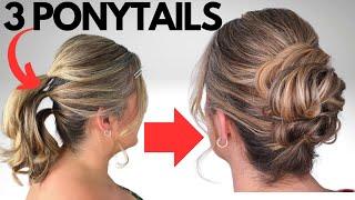 EASY messy bun updo on medium length hair