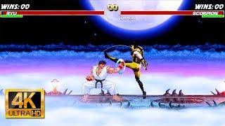 MK VS SF 2 Ryu VS Scorpion [4K 60fps]