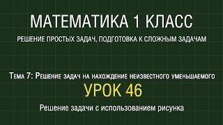 Математика 1 класс. Урок 46. Решение задачи с использованием рисунка (2012)